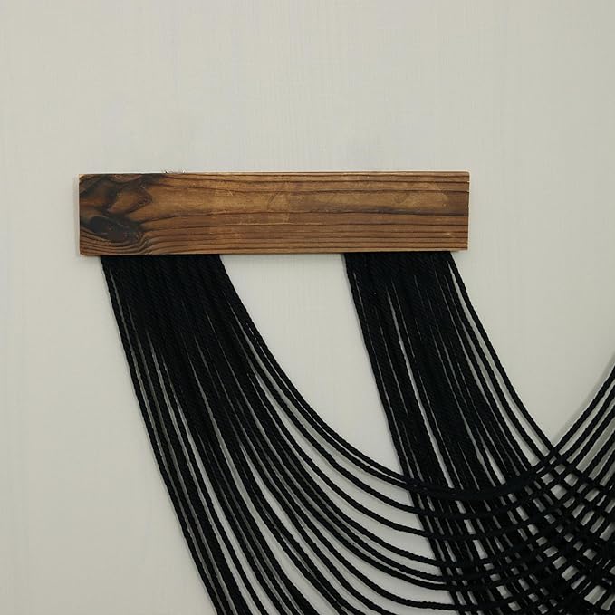 LB Black Macrame Wall Hanging, Boho Tapestry Wall Hanging Macrame Wall Art Handmade Yarn Woven Wall Art Modern Home Decor Headboard Wall Decor for Bedroom Living Room Dorm Nursery, 12x25 Inch