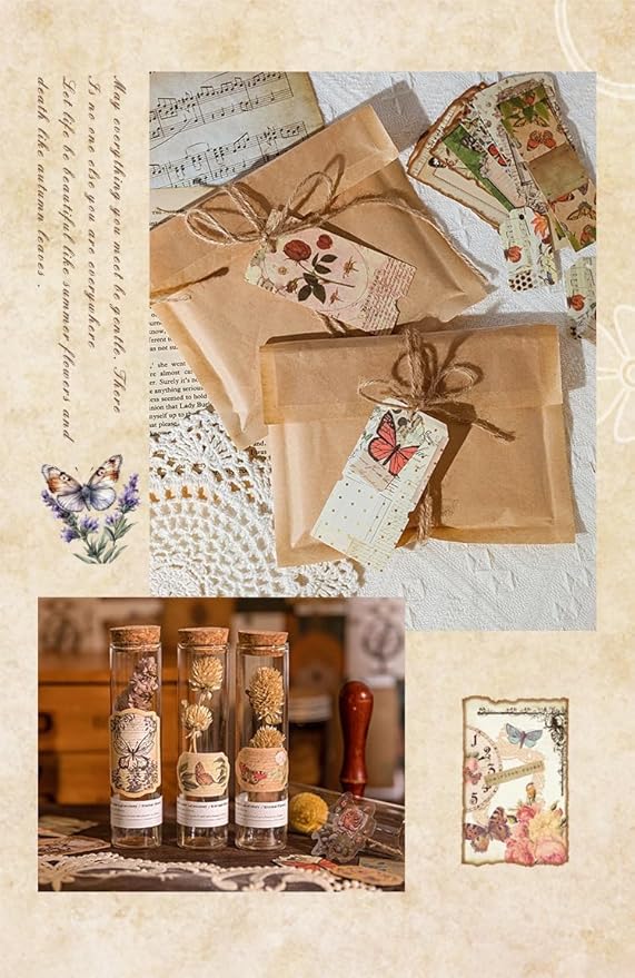 Alideco 100pcs Vintage Scrapbook Supplies Pack for Art Journaling Bullet Junk Journal Planners DIY Paper Stickers Craft Kits Notebook Collage Album Aesthetic Cottagecore Picture Frames (fashilangman)