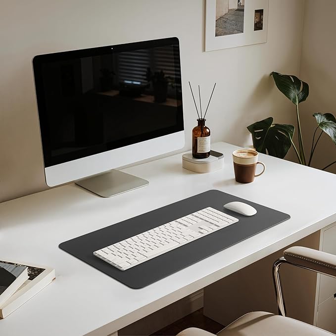 Jotsome Leather Desk Mat, Non-Slip Desk Blotter Pad - Desk Protector for Office, Home, Laptop, and Desktop, Gift for The Holidays or Christmas (Black, 24" x 14")