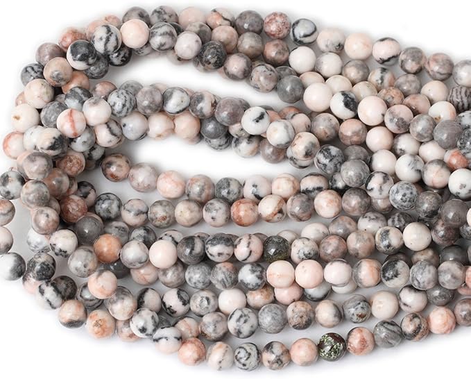 45PCS 8mm Natural Pink Zebra Jasper Round Loose Beads for Jewelry Making DIY Handmade 1 Strand 15"