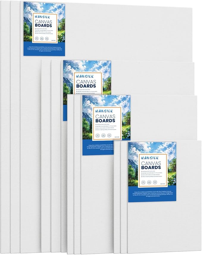 Canvas Boards for Painting 12 Pack Paint Canvas Panels Set-5x7, 8x10, 9x12,12x16 Inches-100% Cotton 10 Pack Canvas Panels for Acrylic, Oil, and Watercolor - Ideal for Artists and Hobbyists