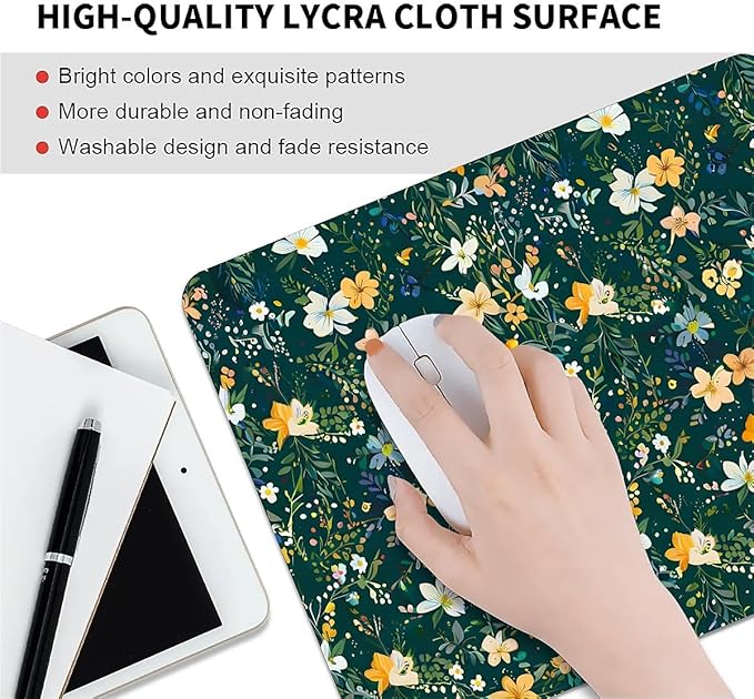 Square Mouse Pad Wild Flower 1, Personalized Premium-Textured Custom Mouse Mat Design, Washable Mousepad Cloth, Non-Slip Rubber Base Computer Mouse Pads for Wireless Mouse