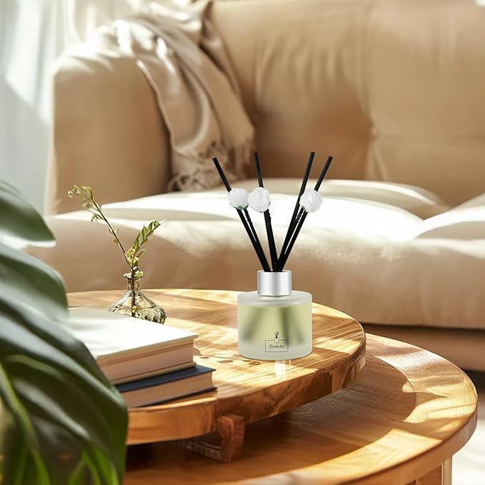 Brakula 2 Pack Reed Diffuser Set, Bamboo Scented, Home Fragrance with 14 Sticks Bathroom Decor, Reed diffusers for Home 6.76 fl oz (Bamboo)