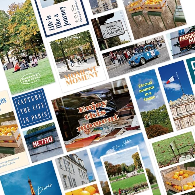 Monolike Capture The Life Sticker Pack - Paris (102Pcs) - Variety Pack, Journal, Scrapbook, Waterproof, Fancy Sticker