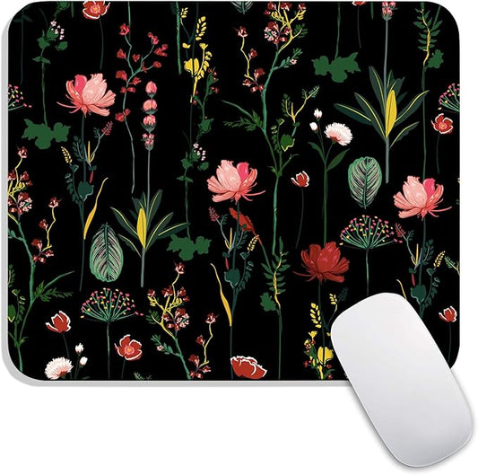 Square Mouse Pad Blooming Botanical Flowers,Personalized Premium-Textured Custom Mouse Mat Design,Washable Mousepad Cloth,Non-Slip Rubber Base Computer Mouse Pads for Wireless Mouse