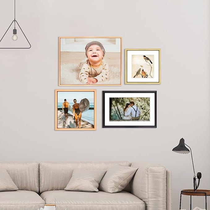 10x10 Picture Frame, Black Metal Square Photo Frames with HD Glass, Fits 6x6 with Mat or 10 x 10 without Mat, Display for Wall and Table, 1 Pack