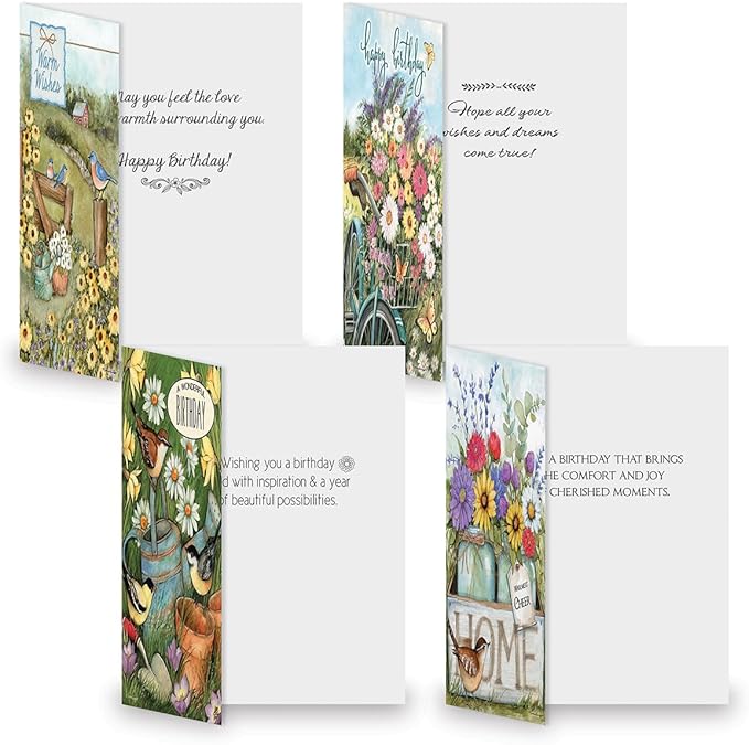Current Birthday Wishes Greeting Card Value Pack - Set of 20, 10 Unique Designs, Large 5 x 7 Inch Cards, Sentiments Inside, Envelopes Included