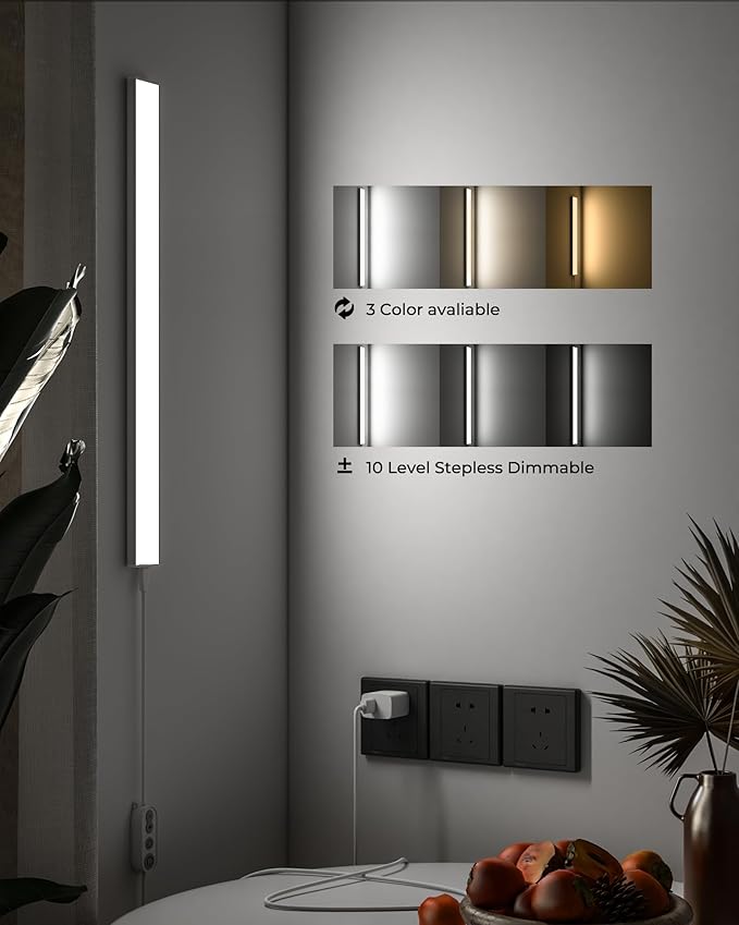 ASOKO Plug-in Under Desk Light, 24Inch LED Workbench Lights with Super Brighten 900Lumen and Smart Memory Function,3 Temps (3000K/4000K/6000K) for Kitchen Sink/Desk/Workbench
