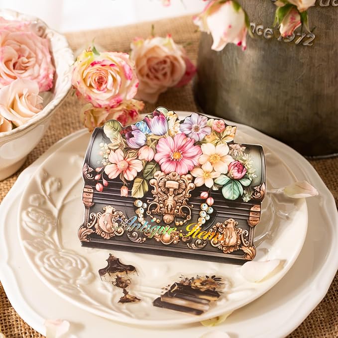 240Pcs PET Scrapbook Stickers Vintage Floral Designs for Scrapbooking DIY Crafts Waterproof Journaling Supplies Junk Journal Ephemera with Storage Organizer
