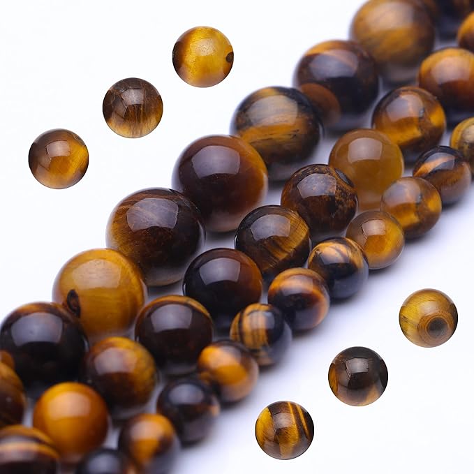 Youngbling Natural Gemstone Beads for Jewelry Making,10mm Tiger Eye Polished Round Smooth Stone Beads,Genuine Real Stone for Bracelet Necklace 15 Inch(Tiger Eye,10mm)
