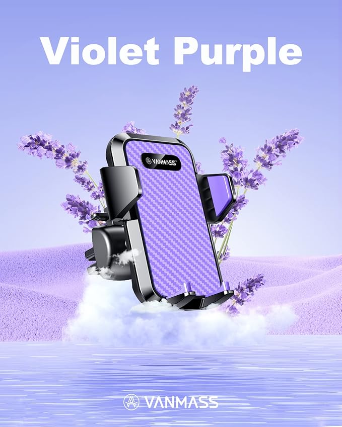 VANMASS 【85+LBS Strongest Suction & Military-Grade】2025 Ultimate Car Phone Mount【Patent Safety Certs】Cell Phone Holder Truck Stand Dashboard Windshield Vent for iPhone 16 15 Pro Max 14 Samsung, Purple