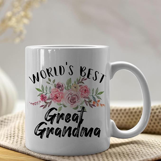 IWXYI Great Grandma Mug, World's Best Great Grandma Ceramic Coffee Mug Cup 11 Ounce