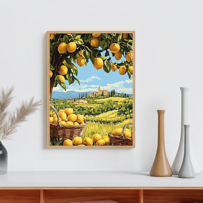 Lemon Pastoral 5D DIY Diamond Painting Kits for Adults, Diamond Art Kits for Beginners, Full Drill Dot Painting Gem Art Kits for Home Wall Decor11.8 x15.7 Inch
