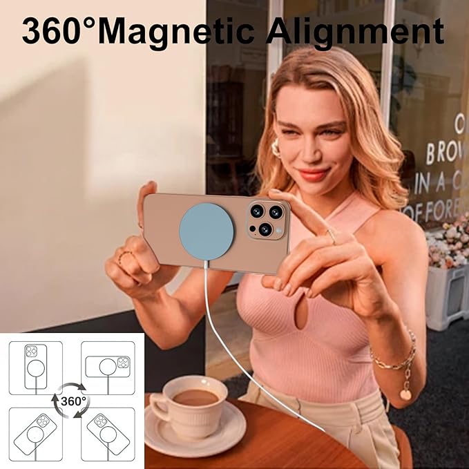 for MagSafe Charger 15W Magnetic Wireless Charging Pad for iPhone 17 16 15 14 13 12 Air Pro Max Plus mini/AirPods 2 3 Pro, Slim Portable Strong Magnet Quick Charger, USB-C/A Ports, Blue