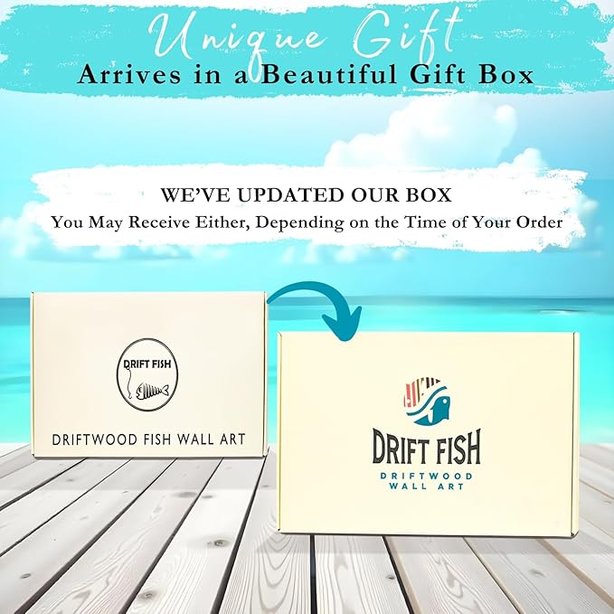 Mint Bucket Brands Driftwood Fish Nautical Wall Decor - 18" x 10" Handmade Wooden Rustic Coastal Wall Art for Living Room, Bedroom, Office, Bathroom - Ocean Beach Decoration (Opal)