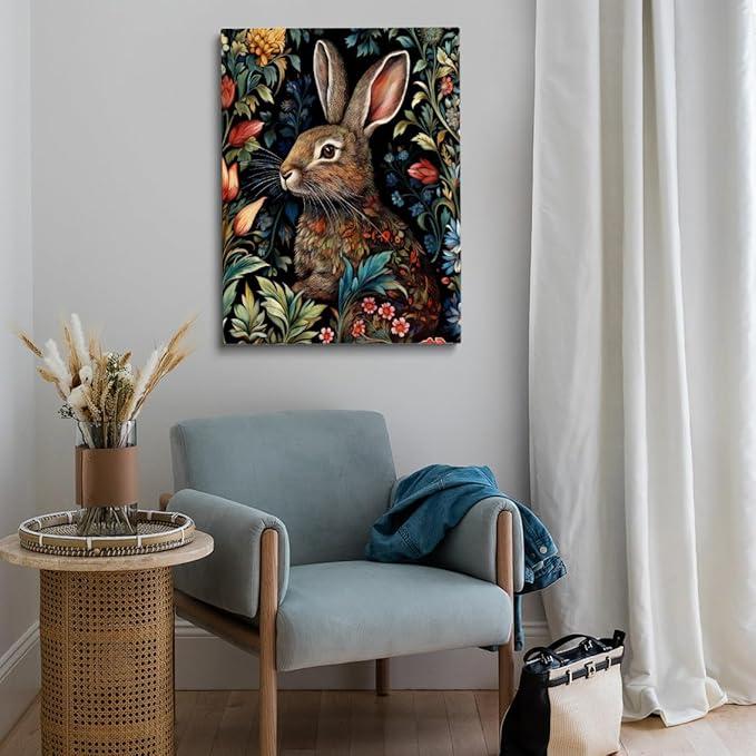 William Morris Poster Bunny Rabbit Art William Morris Prints Exhibition Print Posters Vintage Wall Art Textiles Wall Art for Living Room Bedroom 24x36in Unframed poster