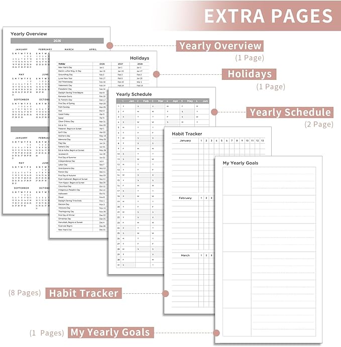 AHGXG Small Pocket Planner 2026-2027, Weekly and Monthly Calendar Planner, 15 Months, JAN 2026 - MAR 2027, Mini Size, Hardcover, Inside Pocket, For Women Men School Home Office Supplies, 3.9''X 6.7'' - Pink