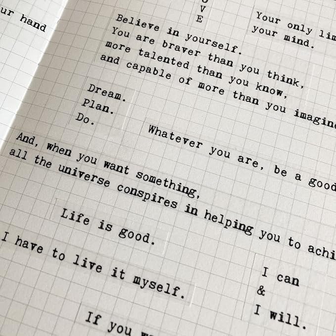 4 Sheets Inspirational Quotes Motivational Scripts Planner Stickers Vintage Typewriter Sayings Letters Aesthetic Journal Diary Scrapbook Art Crafts Accessories Stickers