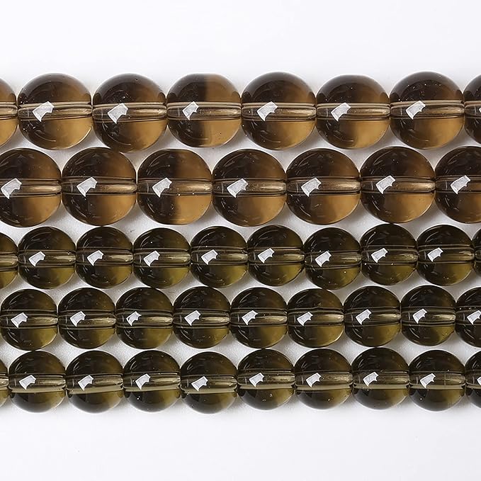 72PCS 10mm Smoky Crystal Quartz Glass Beads Natural Stone Round Loose Beads for Jewelry Making DIY Bracelet Necklace 2 Strand 32"