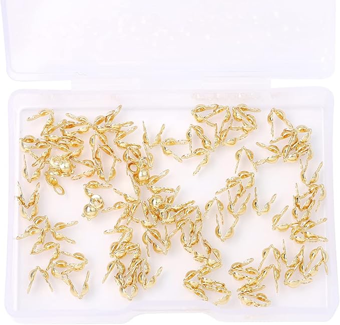 14K Gold Plated End Caps Non Tarnish 3x6mm 200pcs for Jewelry Making Findings