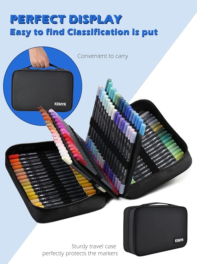 Markers for Adult Coloring Books: 100 Color Dual Tip Fine & Brush Pens - Water-Based Coloring Marker for Adults Drawing Sketching Bullet Journal Writing Lettering No bleeding