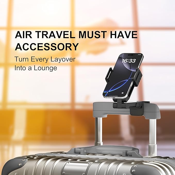 Perilogics 2025 Upgraded Travel Essentials Must Haves Airplane Phone Holder Mount. Improved Ergonomic Lever, Perfect for Long Flight, Cruise, Desk, Travel Gift for Content Creator