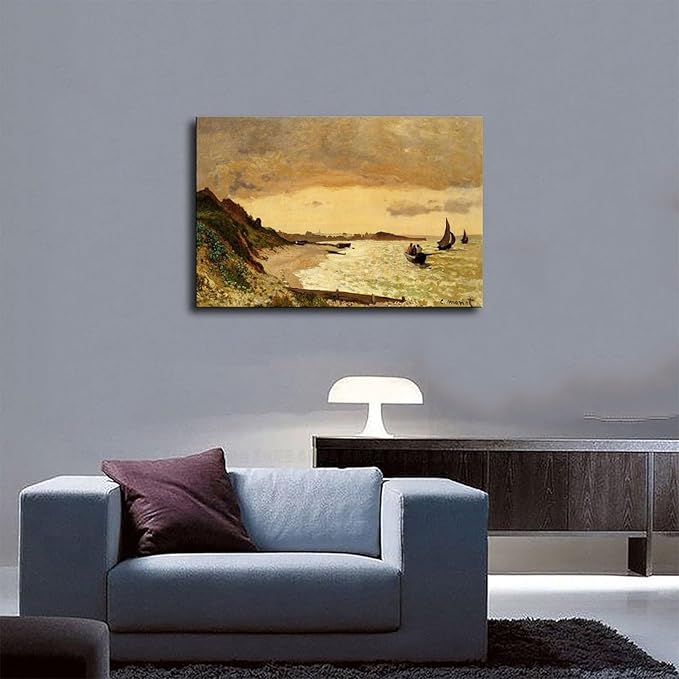 40+ Monet Famous Print Posters The Coast at Sainte-Adresse by Claude Monet Impressionism Canvas Art Poster And Wall Art Picture Print Modern Family Bedroom Decor Posters Unframe 20×30inch(50×75cm)