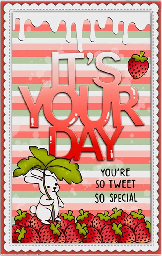 Strawberry Leaf Rabbit Stamps and Cutting Dies for Card Making DIY Transparent Silicone Clear Stamp and Metal Die Cuts Sets for Scrapbooking Paper Greeting Cards Decor Seals Craft Supplies