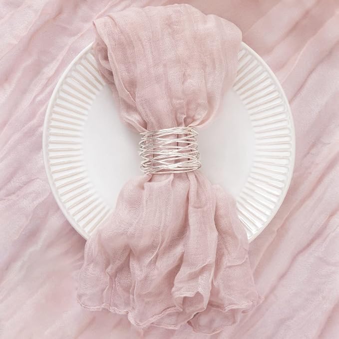 20 Pack Pink Cheesecloth Napkins Spring Cloth Napkins Set of 20 Pale Pink Dinner Napkins Bulk 21x21 Inches for Wedding Bridal Shower Baby Shower Valentine's Day