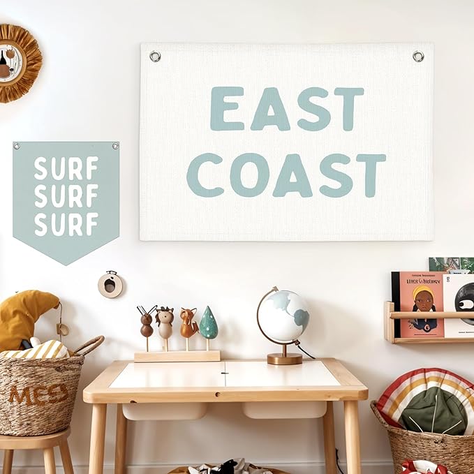 Lacama Coastal Granddaughter Room Decor,East Coast Banner, Coastal Cowgirl Wall Art Blue Aesthetic Trendy Wall Art Dorm Decor For College Girls Canvas Banner 30x20 Inch
