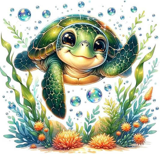 HOIYLDS Cute Turtle Diamond Painting Kits for Adults - Diamond Art Kits for Adults Beginner, DIY Full Drill Diamond Dots Paintings with Diamonds 5D Gem Art and Crafts Home Wall Decor 14x14inch