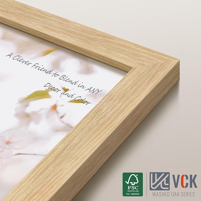 VCK 22x28 Poster Frame Set of 4 - Oak, Gallery-Quality Wood Picture Frames, 1.1-Inch Wide Border, Polished Plexiglass, Vertical or Horizontal Wall Display for Photo/Art/Prints, Natural Oak
