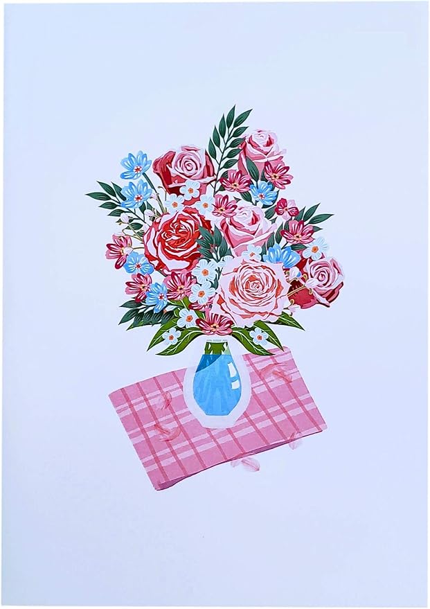 iGifts And Cards Springtime Roses Bouquet 3D Pop Up Greeting Card - Mothers Day, Anniversary, Happy Birthday, Thinking of You, Elegant, I Love You, Friendship, Special Occasion, Thank You, Cute, Fun