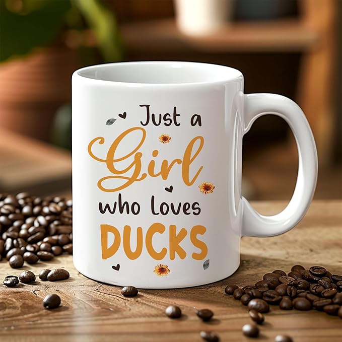 Hyturtle Personalized Cute Duck Coffee Mug - Gift For Duck Lover - Just A Girl Who Loves Ducks - Duck Gift For Women - Gift For Animal Lover - Birthday - Custom Coffee Cup Ceramic Mug 11oz - 15oz