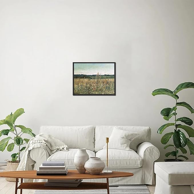 uniro Vintage Wall Art, Classical Wildflower Field Wall Painting Canvas Oil Prints for Wall Decor7 Farmhouse Wall Art Vintage Landscape Art Pictures for Bathroom Kitchen Decor(8" x 10"-UNFRAMED)