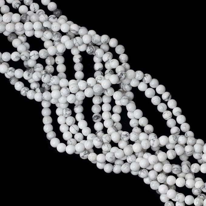 6mm 60PCS Natural White Howlite Gemstone Round Loose Stone Beads for Jewelry Making DIY Crafts Design 1 Strand 15"