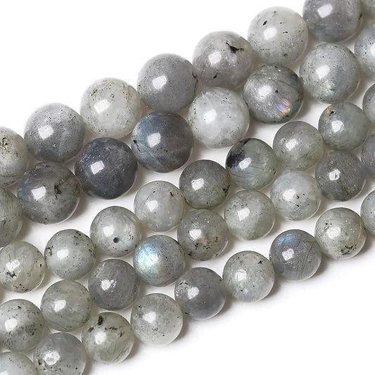 60PCS 6mm Natural Gray Labradorite Stone Beads Larvikite Round Loose Spacer Beads for Jewelry Making for Jewelry Making DIY Bracelet Necklace 15 Inch,Energy Stone Healing Power(6mm, Gray Labradorite)