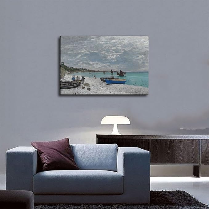40+ Monet Famous Print Posters The Beach at Sainte-Adresse by Claude Monet Impressionism Poster Print for Room Aesthetics Canvas Wall Art Print Unframe 16×24inch(40×60cm)