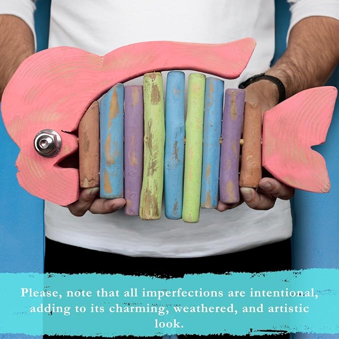 Mint Bucket Brands Driftwood Fish Nautical Wall Decor 15" x 8"- Handmade Wooden Rustic Coastal Wall Art for Living Room, Bedroom, Office, Bathroom - Tiki Bar Decor - Ocean Beach Decoration (Bumpson)