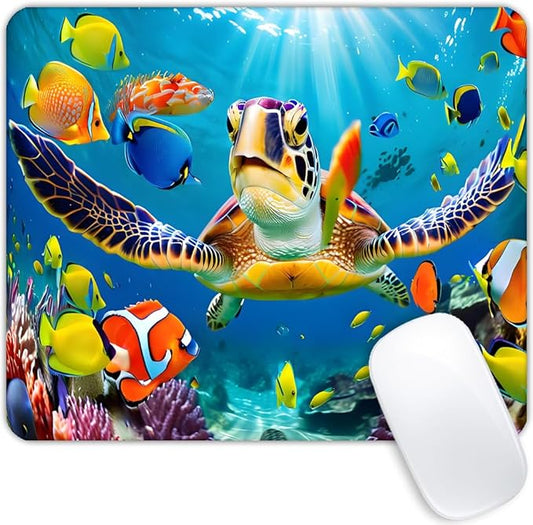 Square Mouse Pad Sea Turtle,Gaming Mouse Pads for Desk,Soft Computer Waterproof Non-Slip Mouse Mat