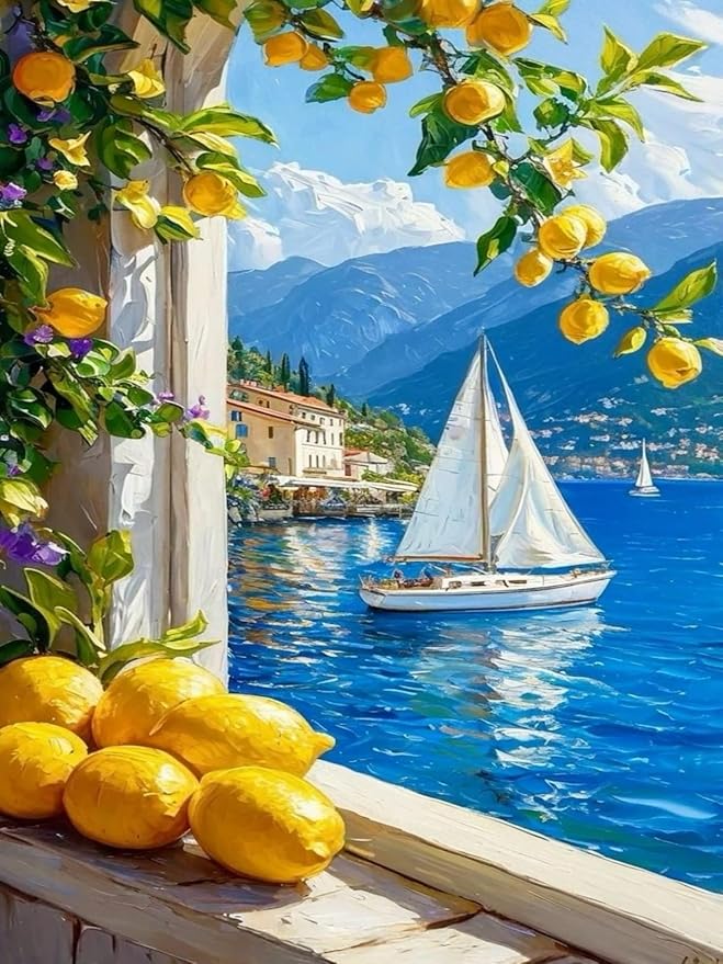 Mosaflare Paint by Numbers for Adults Beginner, Lemon Adult Paint by Number Kits on Canvas, DIY Acrylic Oil Easy Painting by Numbers for Home Wall Decor 12X16 inch (Without Frame)