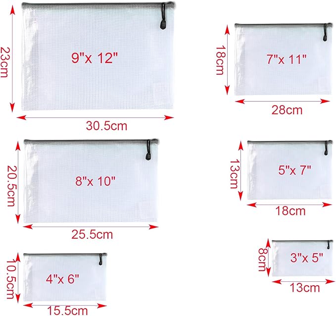 Oaimyy-16PCS-Mesh Zipper Pouch, Plastic Zip File Folders Puzzle Bags for Organizing,Office Supplies,Travel,Home Storage-Black (Black, 4"x 6")
