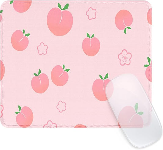 Seorsok Mouse Pad,Cute Peach Mousepad,Mouse Mat Square Waterproof Mouse Mat Non-Slip Rubber Base MousePads for Office Laptop, 9.5"x7.8"x0.12" Inch