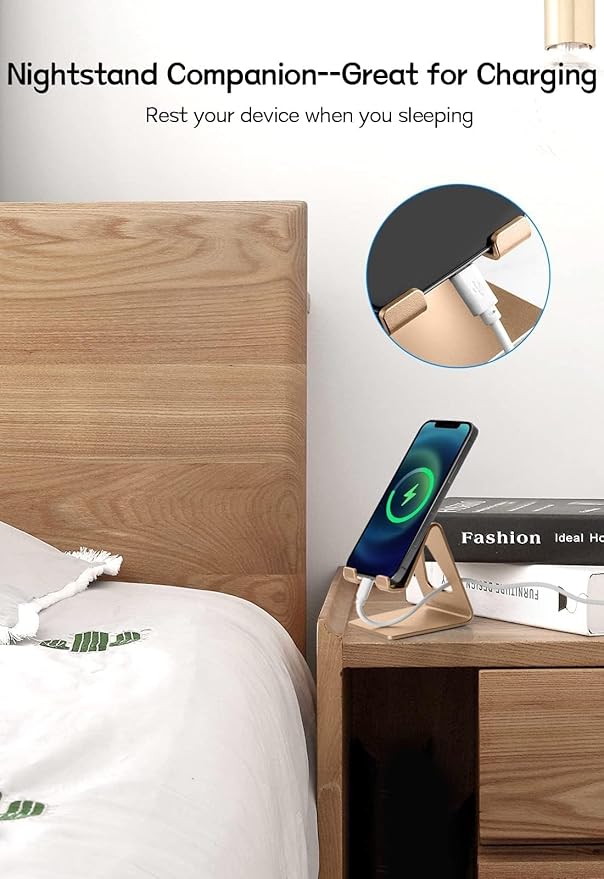 Desk Cell Phone Stand Phone Holder, Aluminum Phone Cradle Dock for iPhone17 16 15 14 13 12 pro Mini 11 X Xs max 8 7 6 6s Plus SE Samsung All Smart Phones, Rose Gold