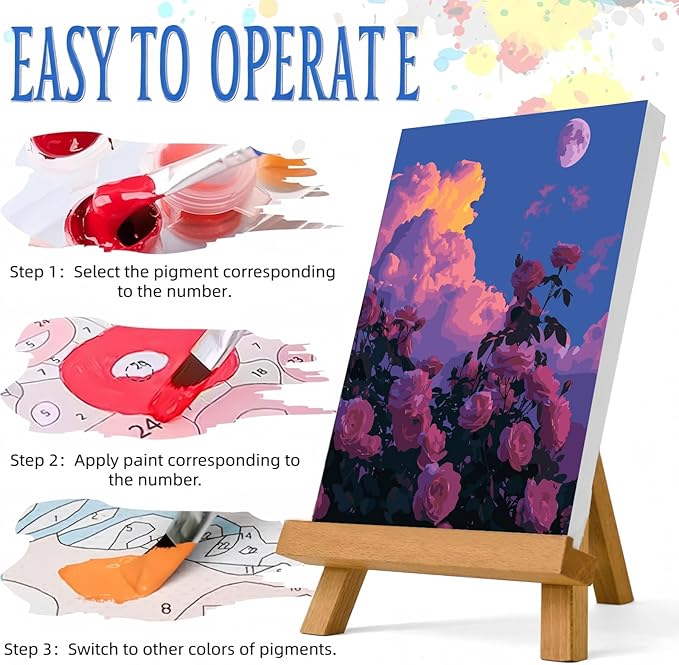 JYXSJYYD Paint by Numbers Kit for Adults Beginner,Pink Sky Rose Easy Paint by Number Kits Canvas Without Framed,DIY Acrylic Oil Painting Adults Paint by Numbers Kits for Home Decor 16x20 Inch
