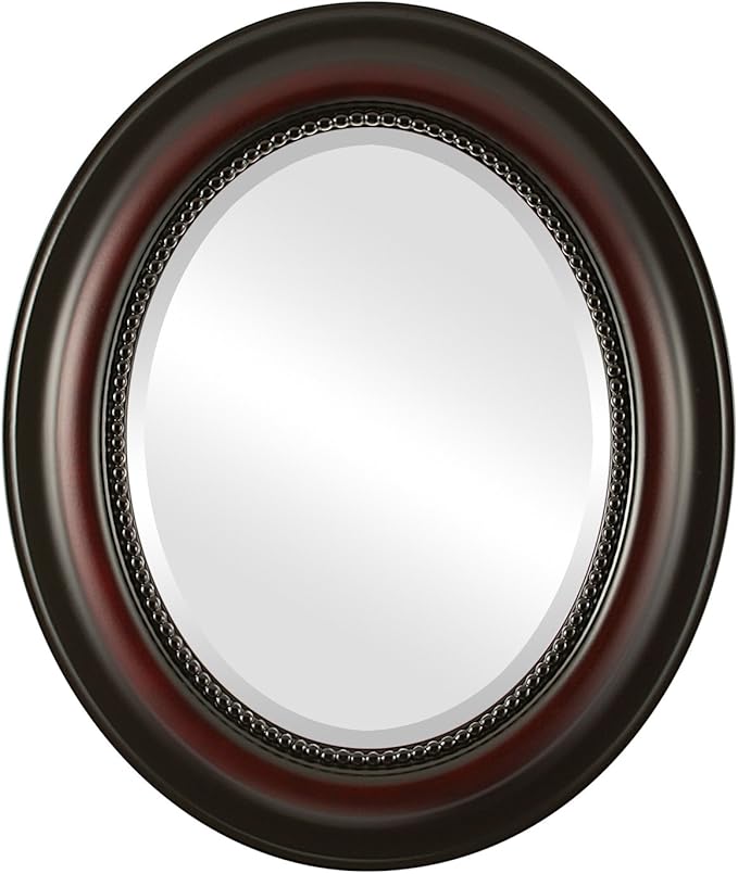 OVALCREST Oval Beveled Wall Mirror for Home Decor - Heritage Style - Rosewood - 29x41 Outside Dimensions