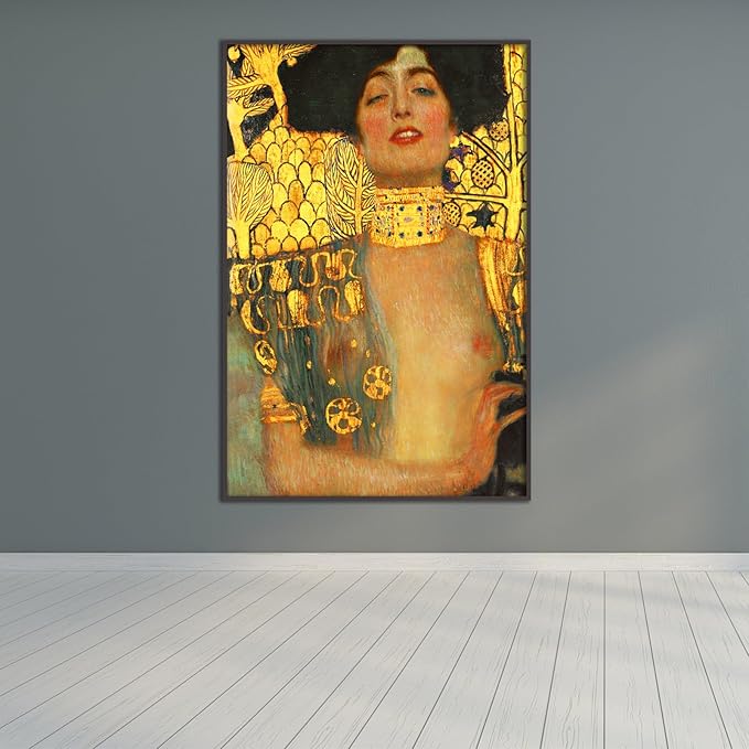 OKRA Gustav Klimt Canvas Wall Art Judith Portrait Poster Vintage Poster Master Painting Print Modern Home Decor Suitable for Bedroom Living Room Office Wall Decor Unframed(8x12in/20x30cm)