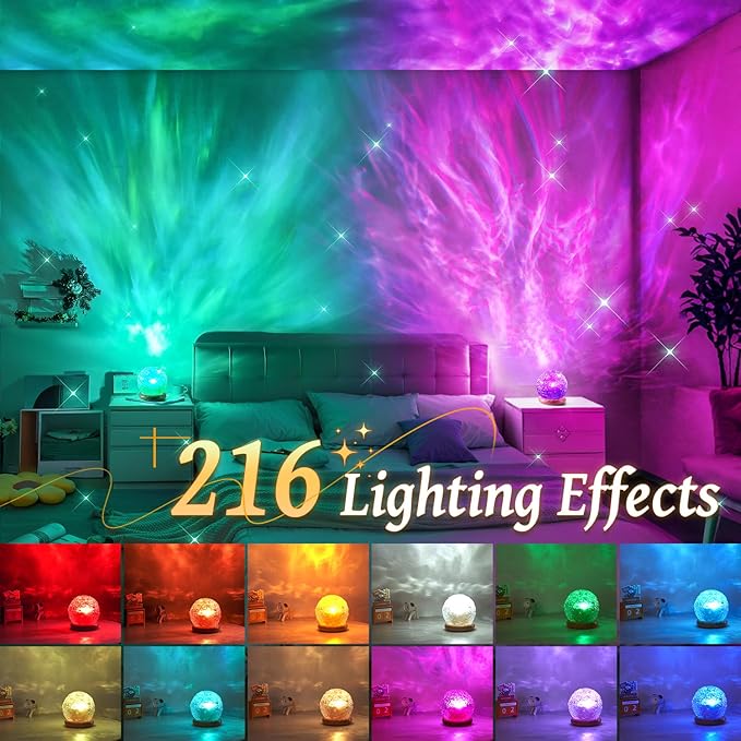 Christmas Gifts Teen Girls Kids Crystal Light Projector, 216 Modes Mood Lighting for Bedroom, Remote & USB Control Room Lights for Bedroom, Ambient Lighting Aesthetic Room Decor for Teen Girls Gifts