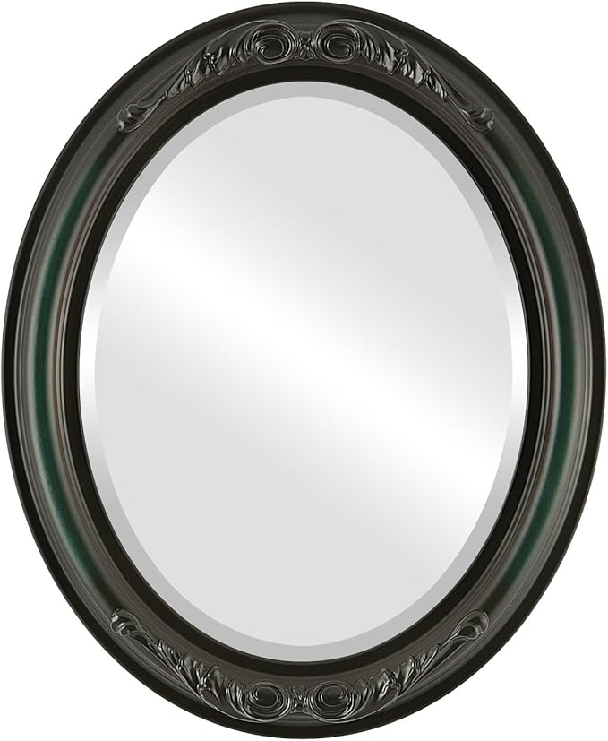 OVALCREST Oval Beveled Wall Mirror for Home Decor - Florence Style - Hunter Green - 28" x 22"