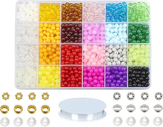 Pamir Tong 2030PCS 6mm Assorted Color Glass Beads Bulk for Jewelry Making,Round Smooth Beads, Bracelet Space Loose Beads for Jewelry Making Earring, Necklaces, Adult Craft Supplies